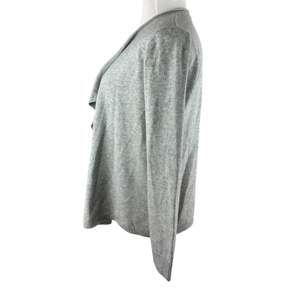 L.L. Bean 100% Cashmere Gray Open Front Cardigan Sweater Women's Medium Pockets - Picture 5 of 16
